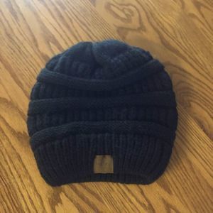 Fedciory black thick knit beanie OS